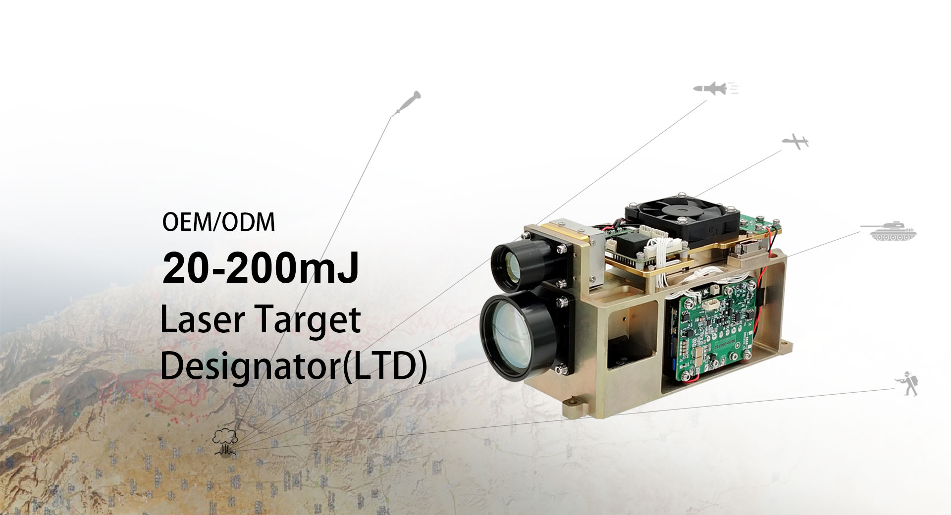 China 20-200mj Laser Target Designator dengan Rangefinder Factory